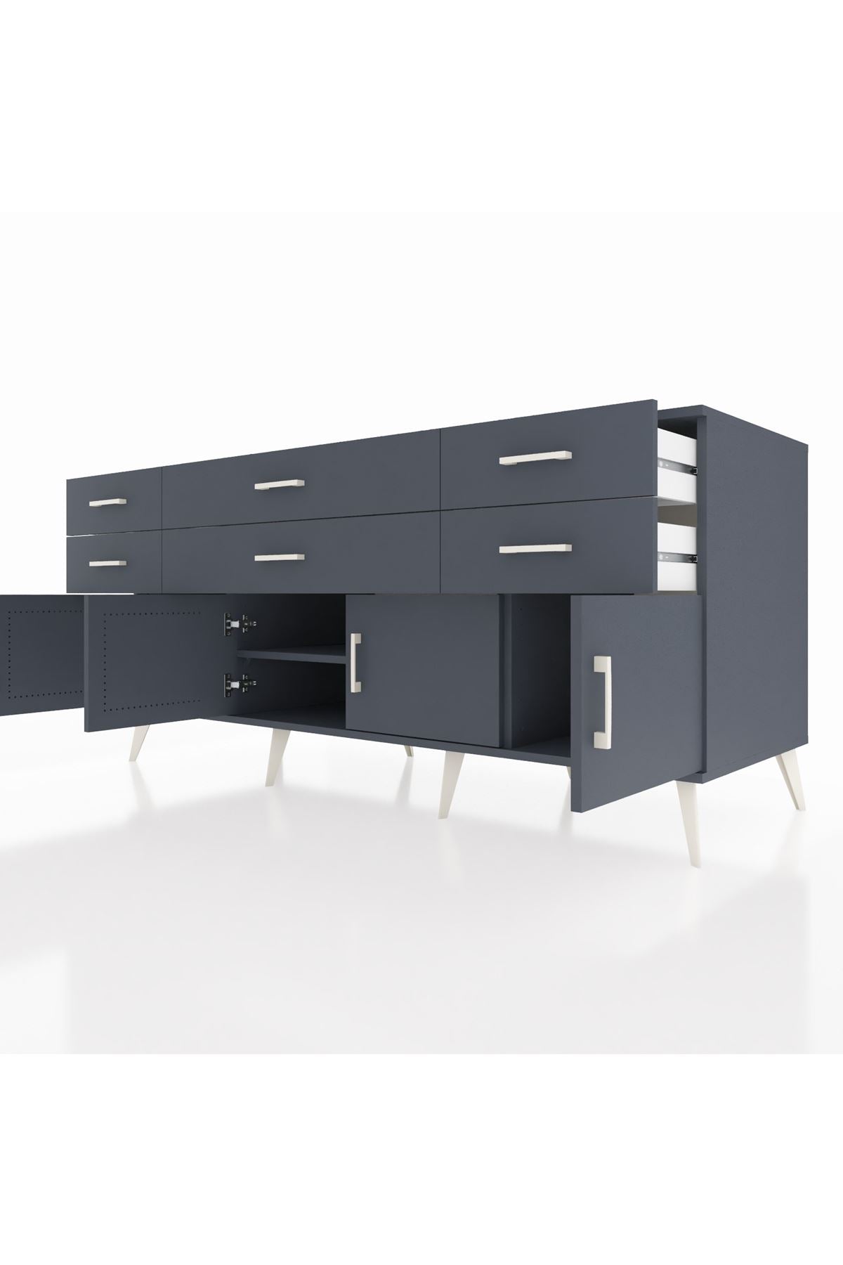 Kronos Konsol 2 Raflı 6 Çekmeceli 4 Kapaklı 176x59x83 - S610M003V17C