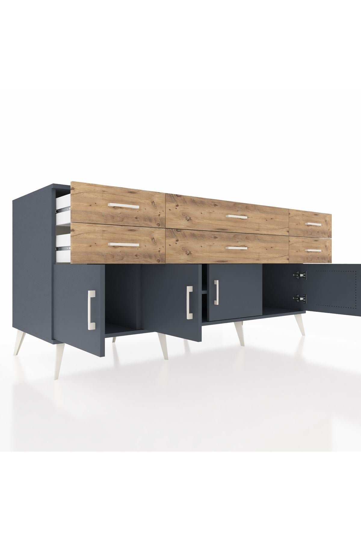 Kronos Konsol 2 Raflı 6 Çekmeceli 4 Kapaklı 176x59x83 - S610M003V18C