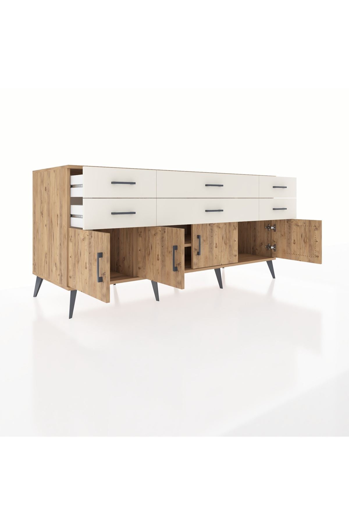 Kronos Konsol 2 Raflı 6 Çekmeceli 4 Kapaklı 176x59x83 - S610M003V19C