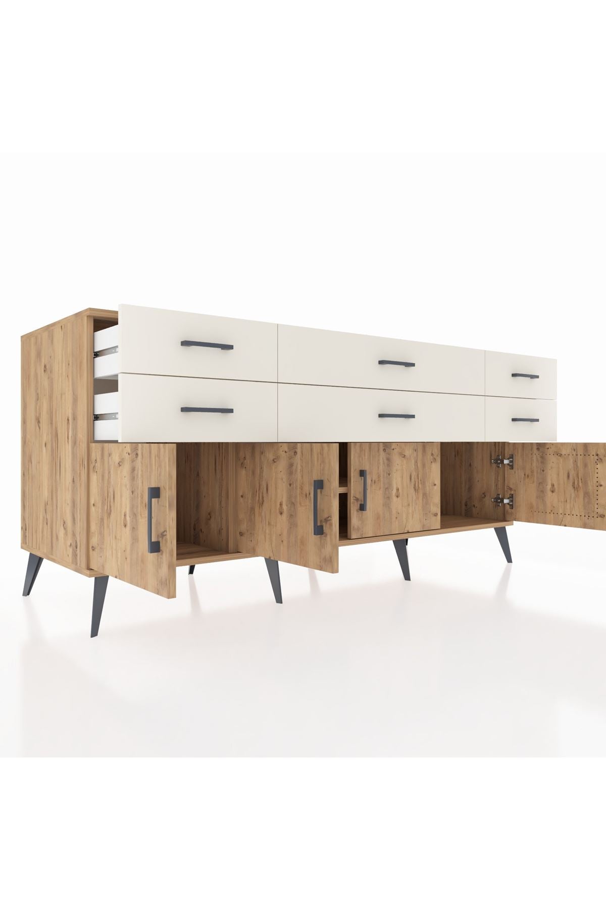 Kronos Konsol 2 Raflı 6 Çekmeceli 4 Kapaklı 176x59x83 - S610M003V19C