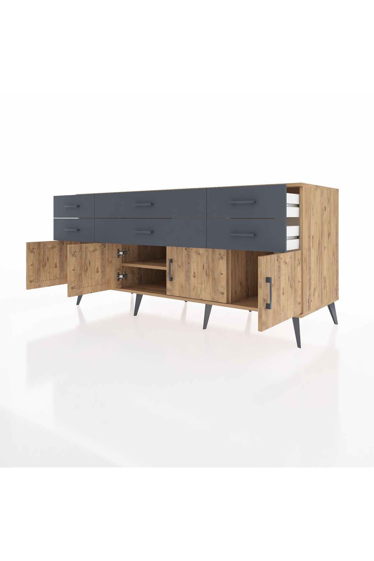 Kronos Konsol 2 Raflı 6 Çekmeceli 4 Kapaklı 176x59x83 - S610M003V20C