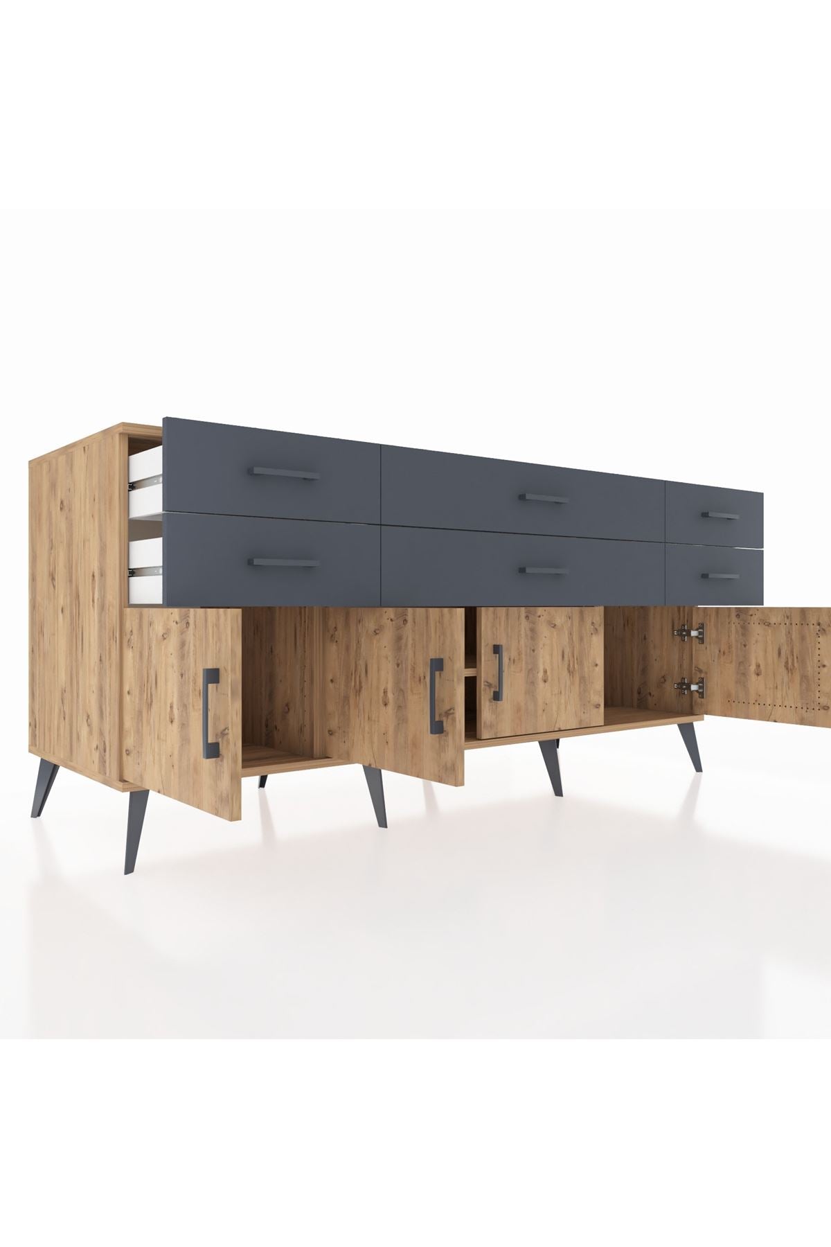 Kronos Konsol 2 Raflı 6 Çekmeceli 4 Kapaklı 176x59x83 - S610M003V20C