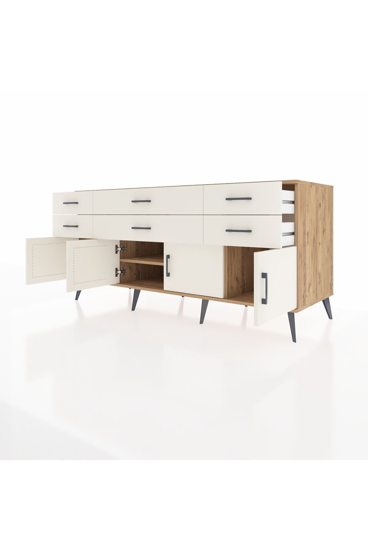 Kronos Konsol 2 Raflı 6 Çekmeceli 4 Kapaklı 176x59x83 - S610M003V22C
