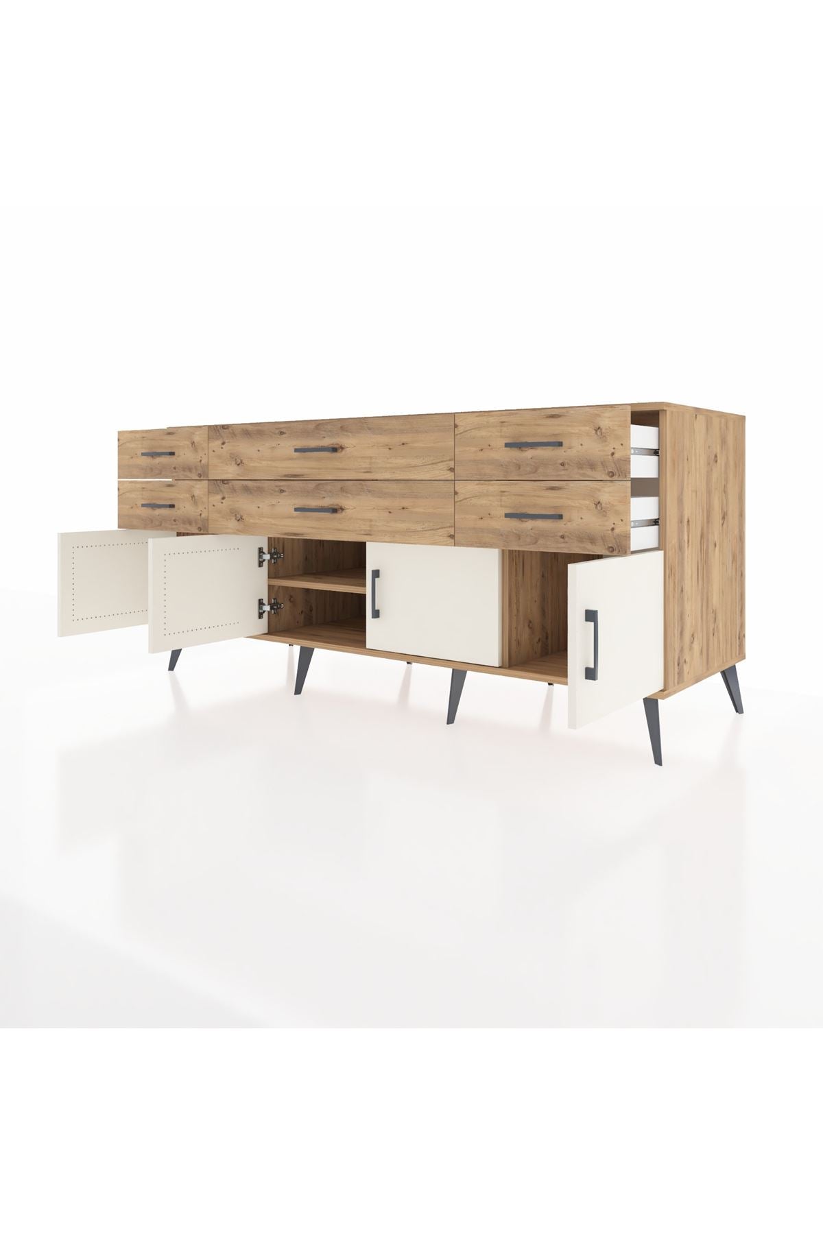 Kronos Konsol 2 Raflı 6 Çekmeceli 4 Kapaklı 176x59x83 - S610M003V24C