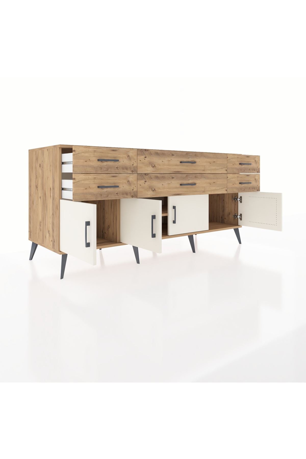 Kronos Konsol 2 Raflı 6 Çekmeceli 4 Kapaklı 176x59x83 - S610M003V24C