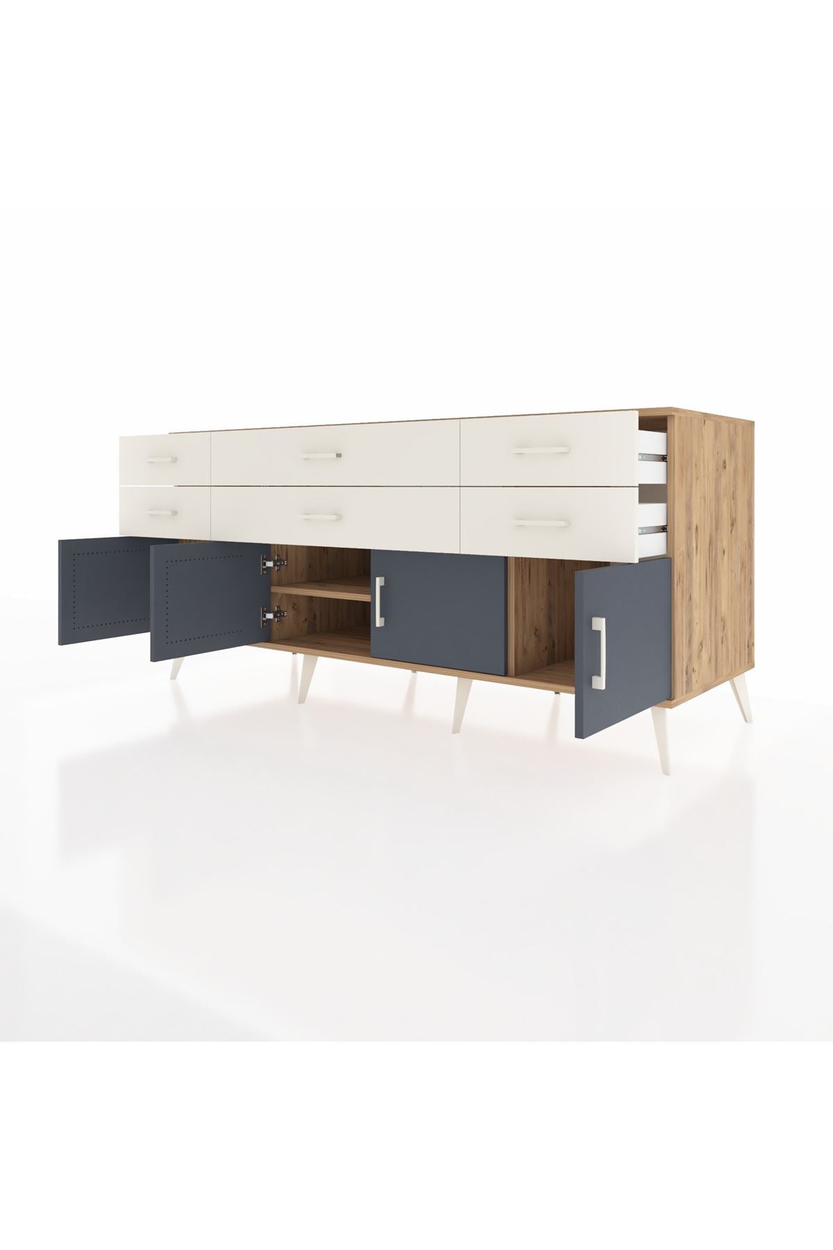 Kronos Konsol 2 Raflı 6 Çekmeceli 4 Kapaklı 176x59x83 - S610M003V25C