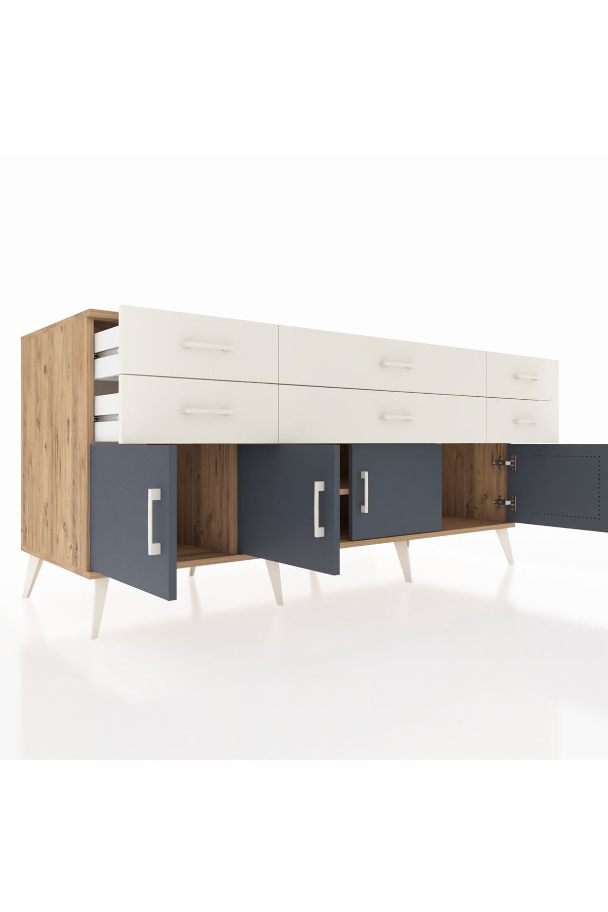 Kronos Konsol 2 Raflı 6 Çekmeceli 4 Kapaklı 176x59x83 - S610M003V25C