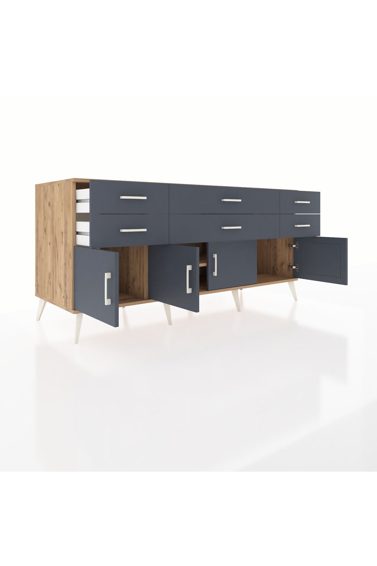 Kronos Konsol 2 Raflı 6 Çekmeceli 4 Kapaklı 176x59x83 - S610M003V26C