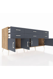 Kronos Konsol 2 Raflı 6 Çekmeceli 4 Kapaklı 176x59x83 - S610M003V26C