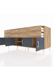 Kronos Konsol 2 Raflı 6 Çekmeceli 4 Kapaklı 176x59x83 - S610M003V27C