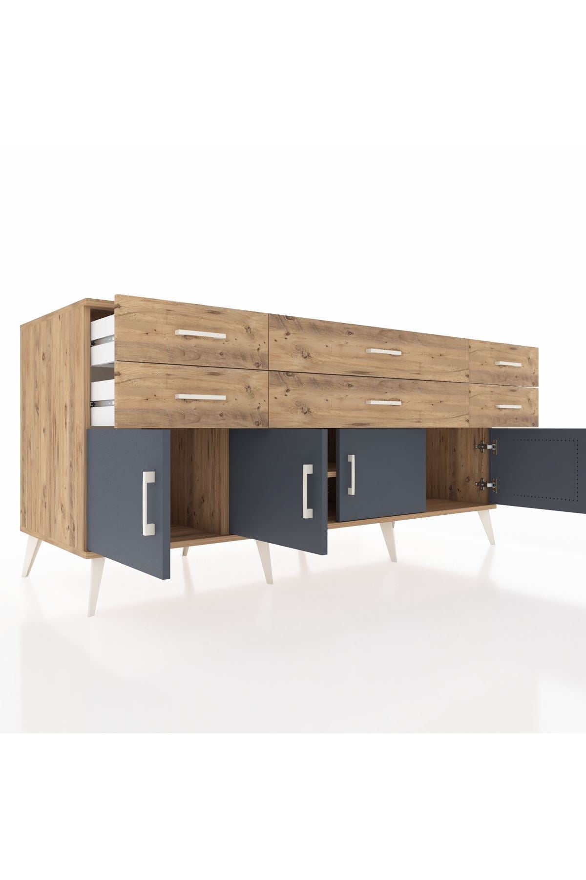 Kronos Konsol 2 Raflı 6 Çekmeceli 4 Kapaklı 176x59x83 - S610M003V27C