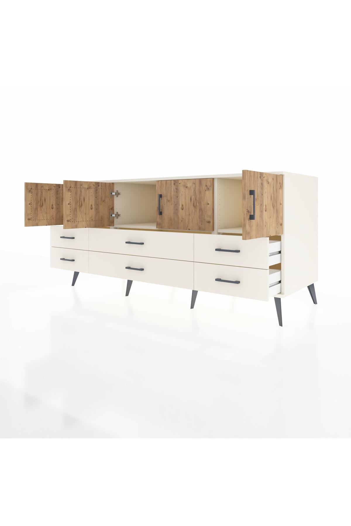 Kronos Konsol 3 Raflı 6 Çekmeceli 4 Kapaklı 176x59x83 - S610M004V01C