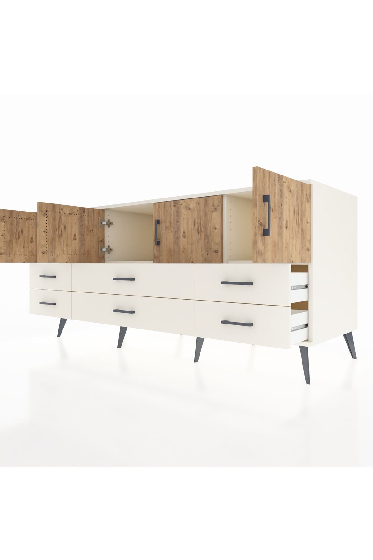Kronos Konsol 3 Raflı 6 Çekmeceli 4 Kapaklı 176x59x83 - S610M004V01C