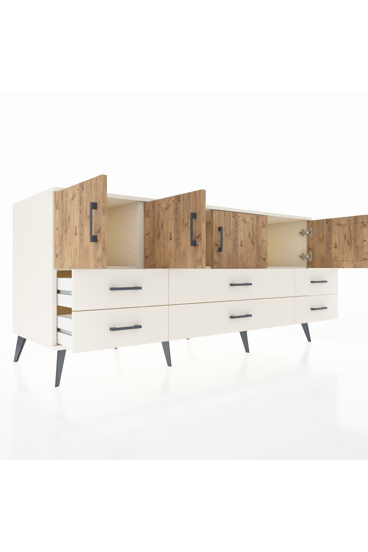 Kronos Konsol 3 Raflı 6 Çekmeceli 4 Kapaklı 176x59x83 - S610M004V01C