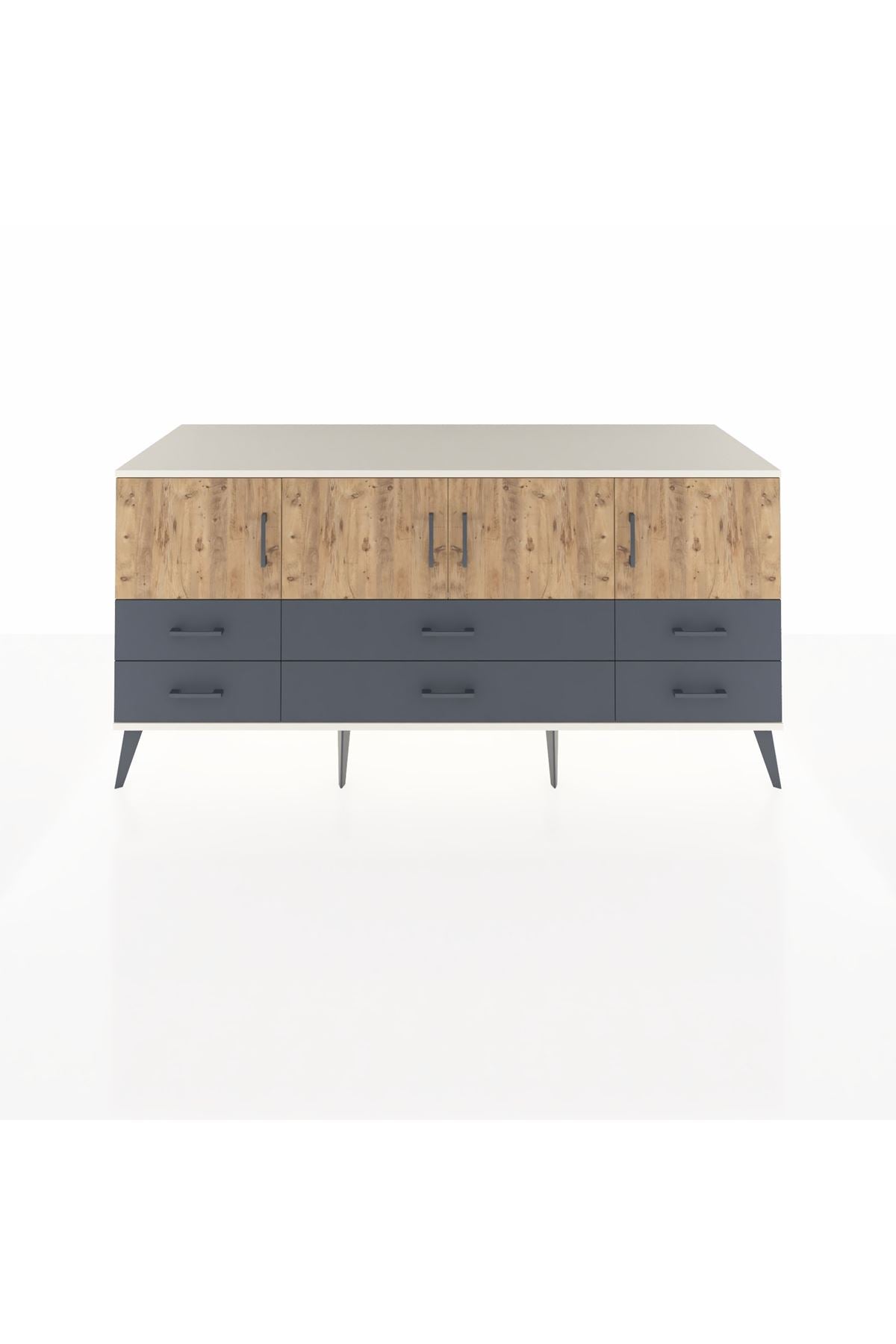 Kronos Konsol 3 Raflı 6 Çekmeceli 4 Kapaklı 176x59x83 - S610M004V02C