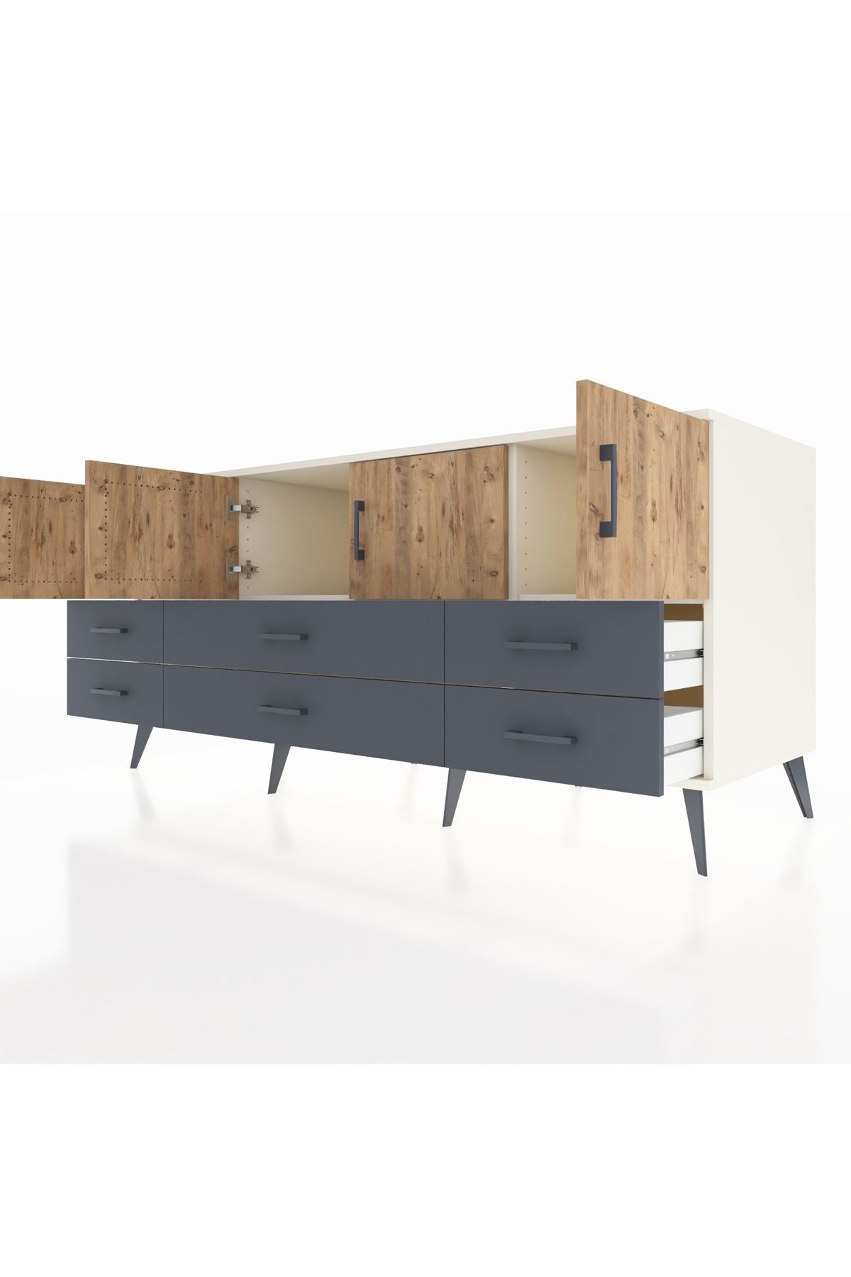 Kronos Konsol 3 Raflı 6 Çekmeceli 4 Kapaklı 176x59x83 - S610M004V02C