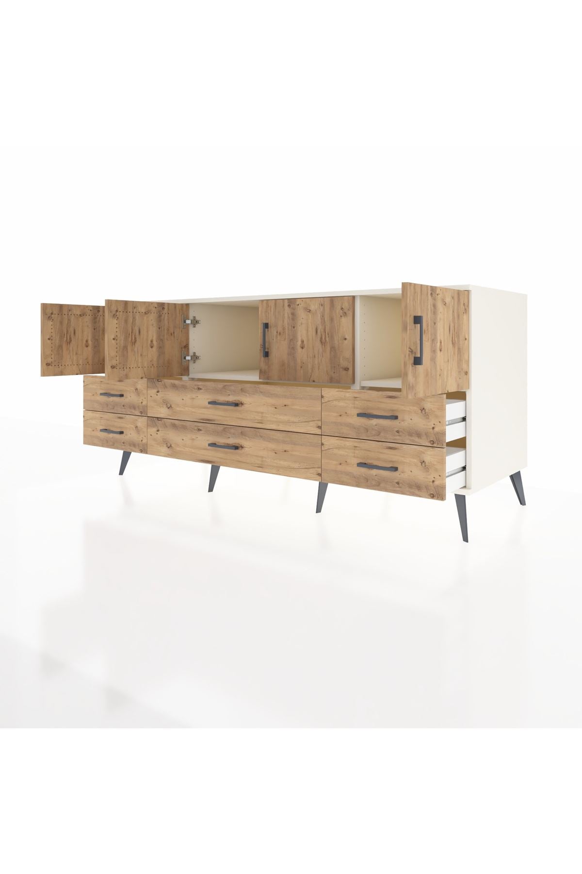 Kronos Konsol 3 Raflı 6 Çekmeceli 4 Kapaklı 176x59x83 - S610M004V03C