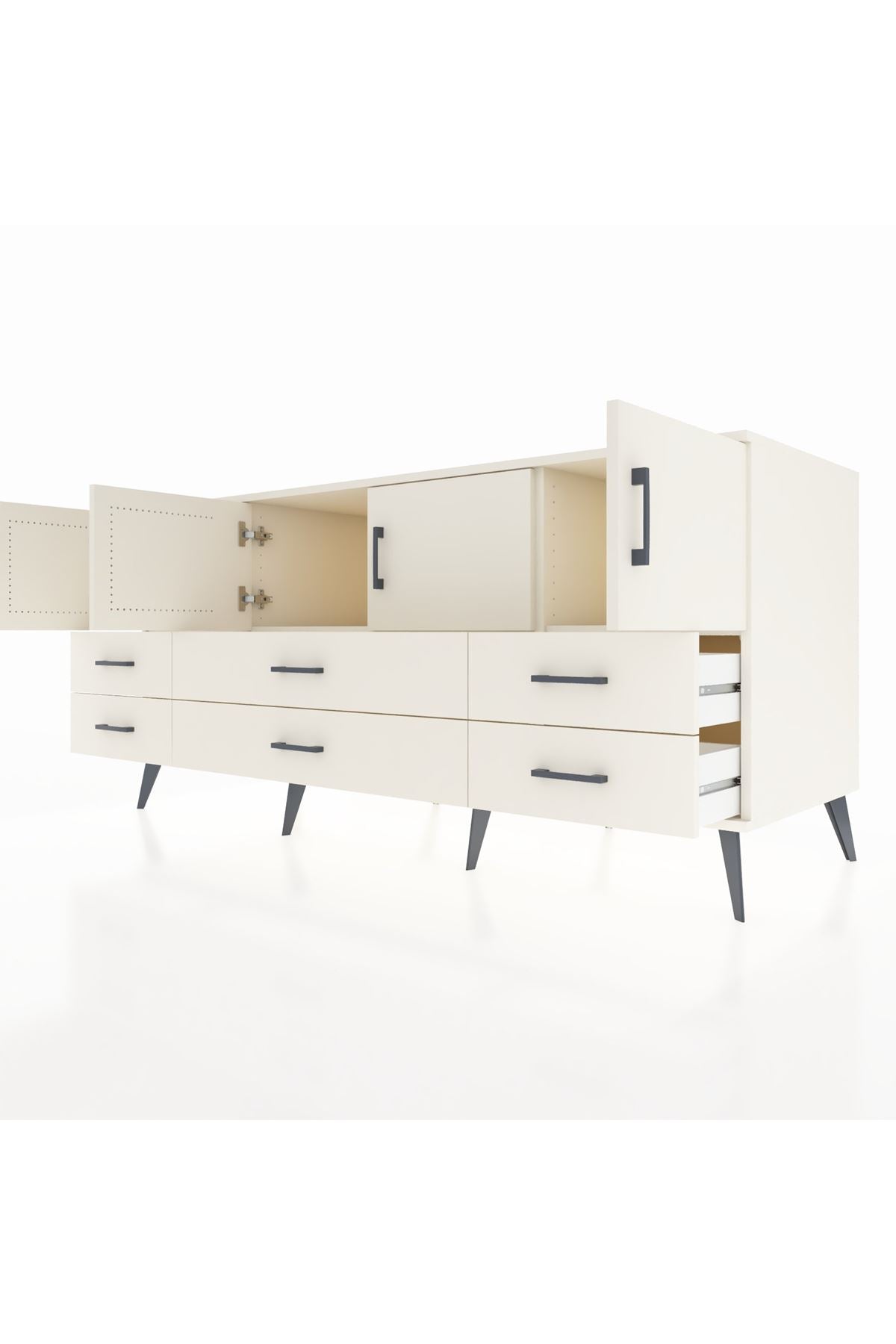 Kronos Konsol 3 Raflı 6 Çekmeceli 4 Kapaklı 176x59x83 - S610M004V04C