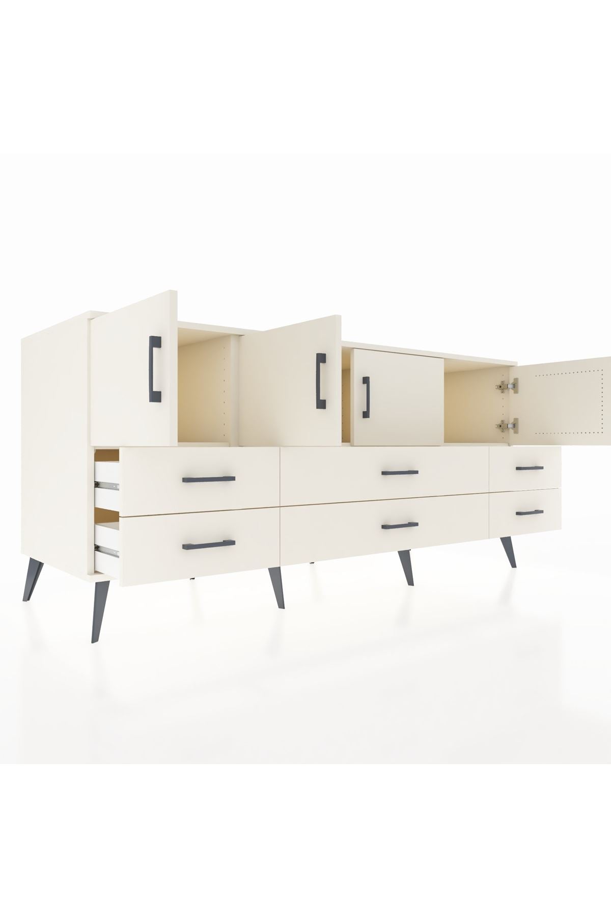 Kronos Konsol 3 Raflı 6 Çekmeceli 4 Kapaklı 176x59x83 - S610M004V04C