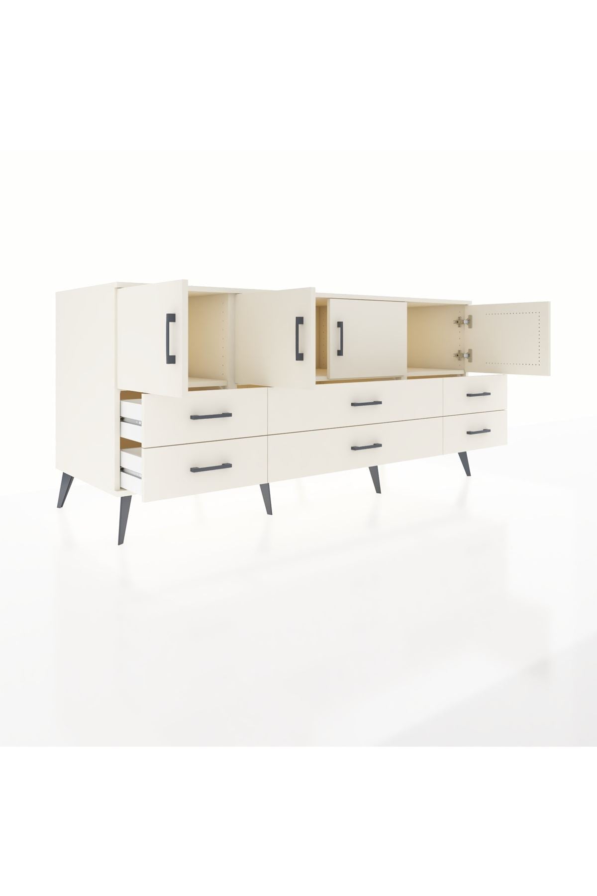 Kronos Konsol 3 Raflı 6 Çekmeceli 4 Kapaklı 176x59x83 - S610M004V04C