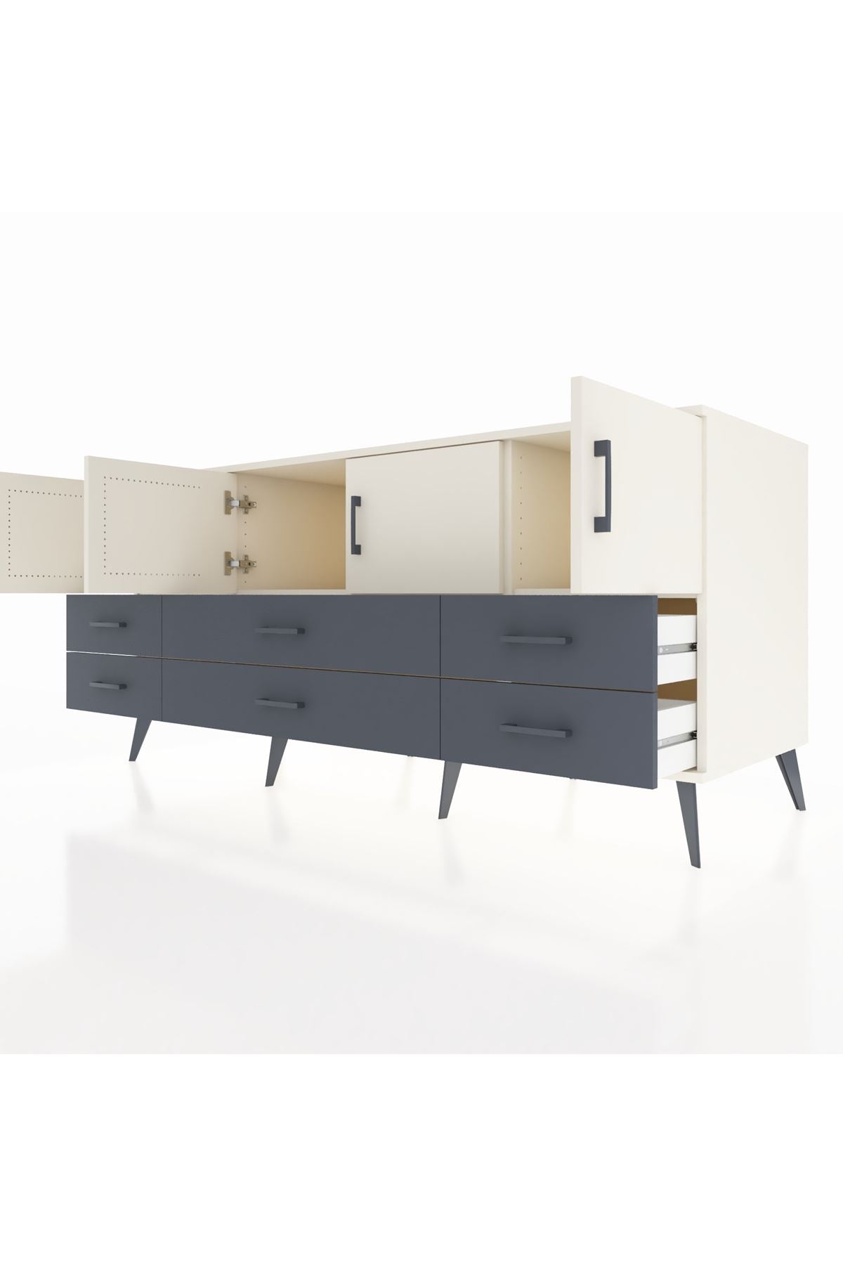 Kronos Konsol 3 Raflı 6 Çekmeceli 4 Kapaklı 176x59x83 - S610M004V05C
