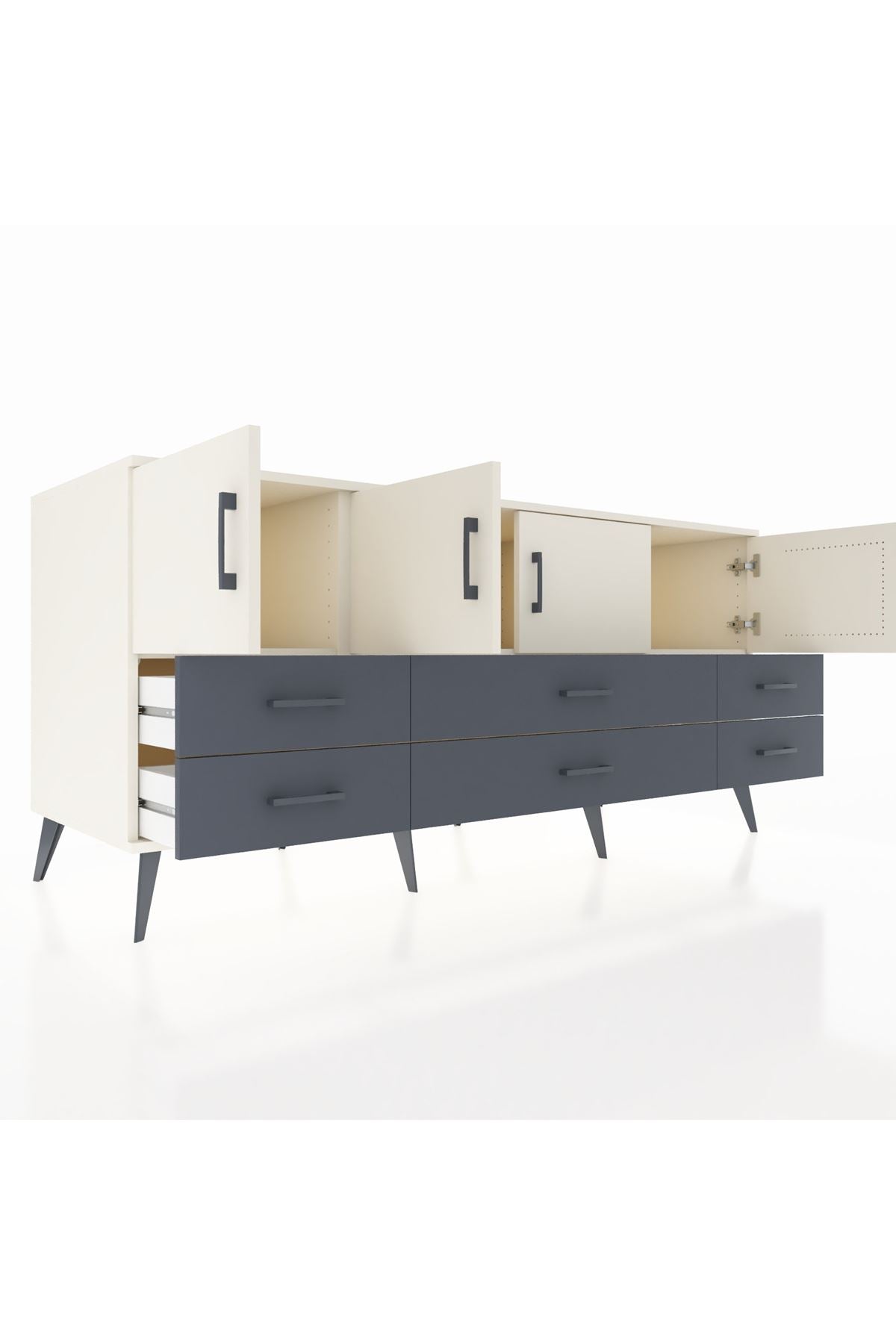 Kronos Konsol 3 Raflı 6 Çekmeceli 4 Kapaklı 176x59x83 - S610M004V05C