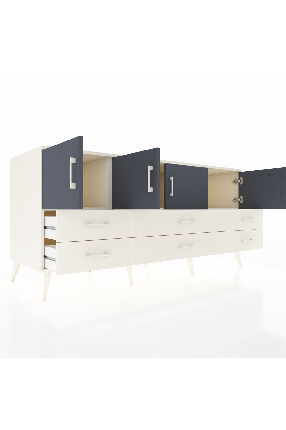 Kronos Konsol 3 Raflı 6 Çekmeceli 4 Kapaklı 176x59x83 - S610M004V07C
