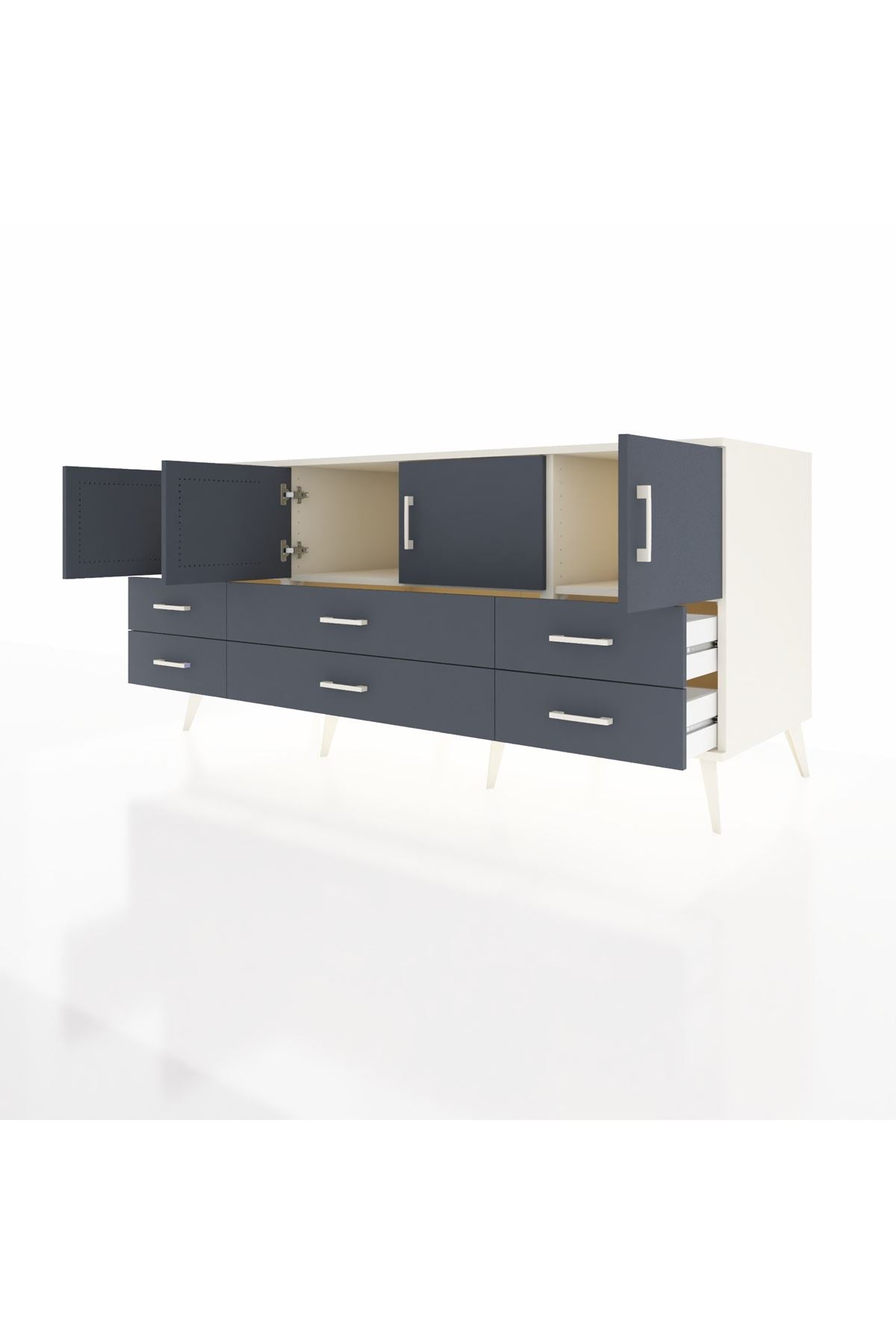 Kronos Konsol 3 Raflı 6 Çekmeceli 4 Kapaklı 176x59x83 - S610M004V08C