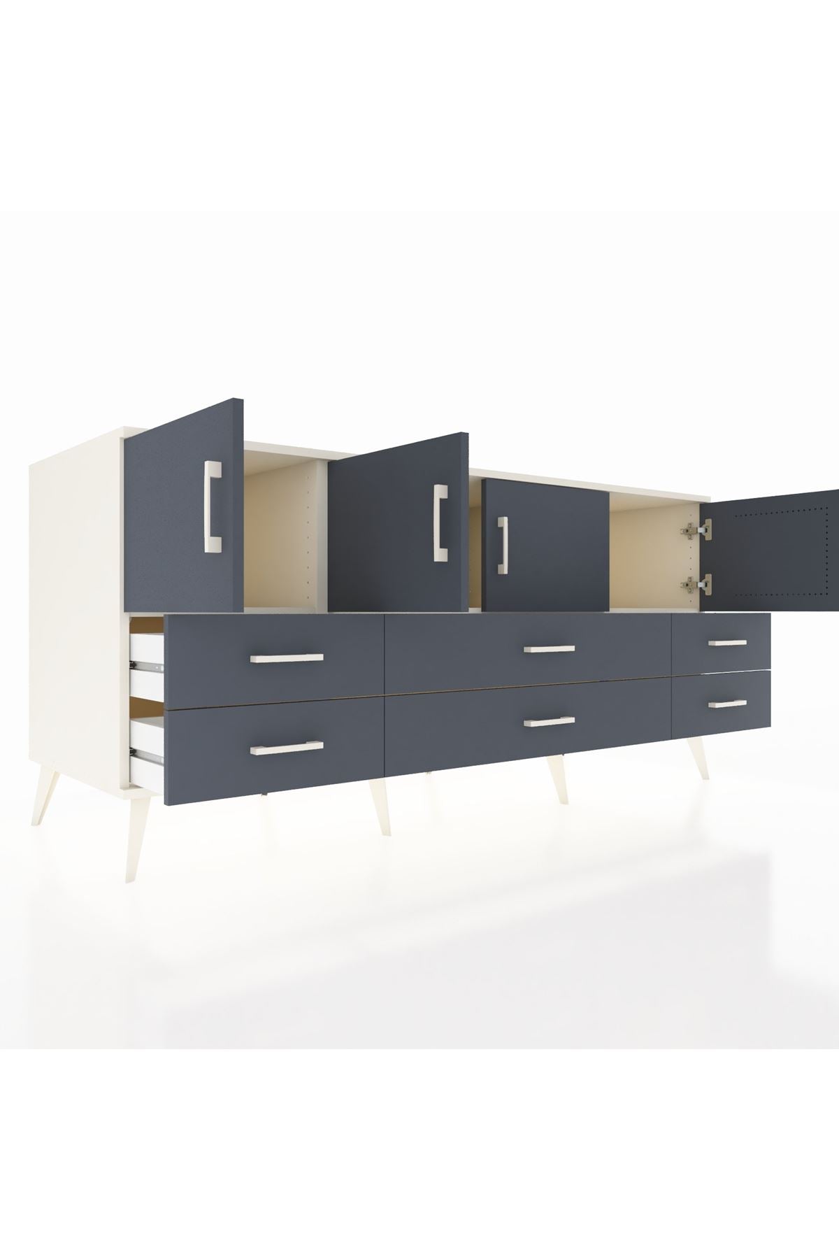 Kronos Konsol 3 Raflı 6 Çekmeceli 4 Kapaklı 176x59x83 - S610M004V08C