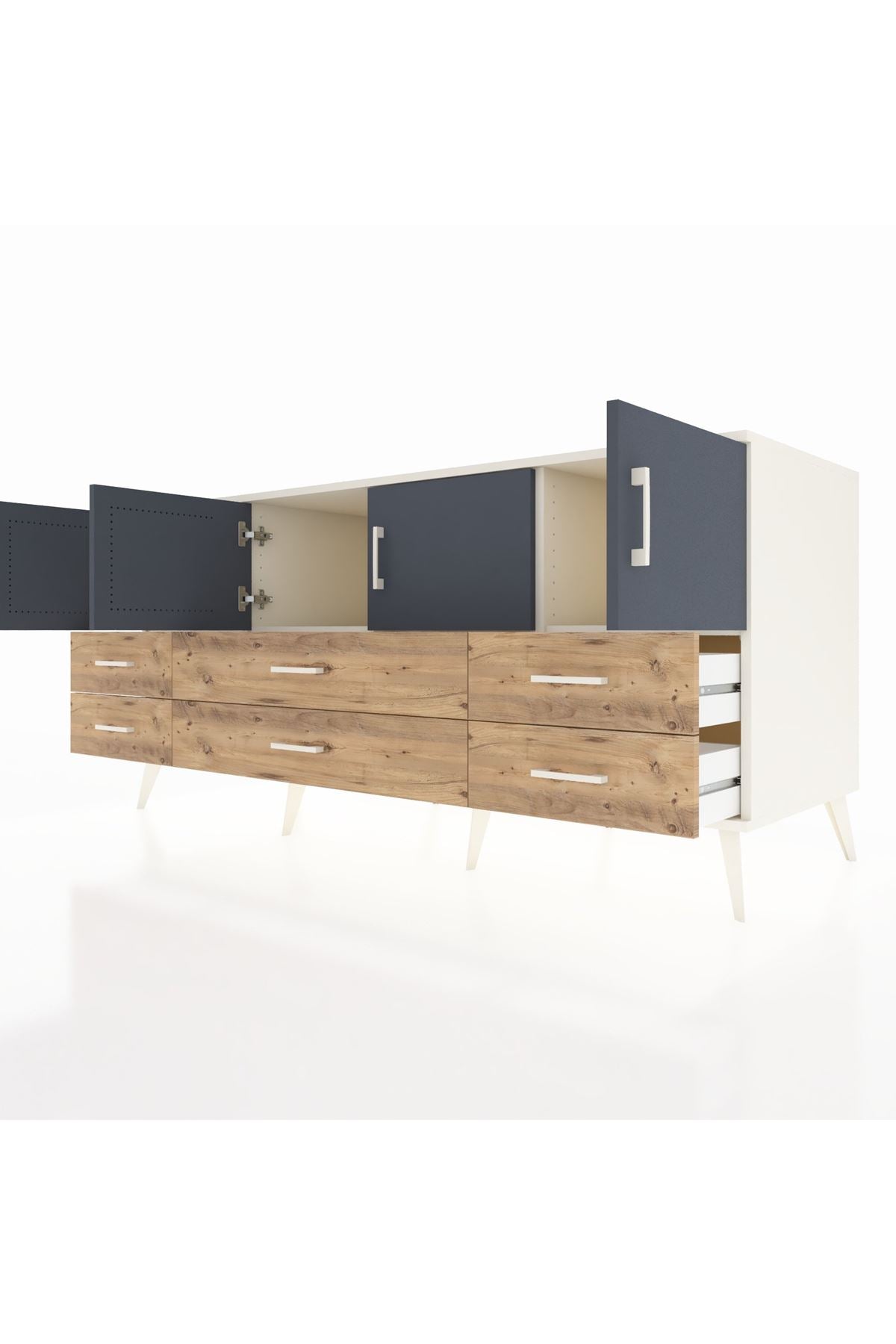 Kronos Konsol 3 Raflı 6 Çekmeceli 4 Kapaklı 176x59x83 - S610M004V09C