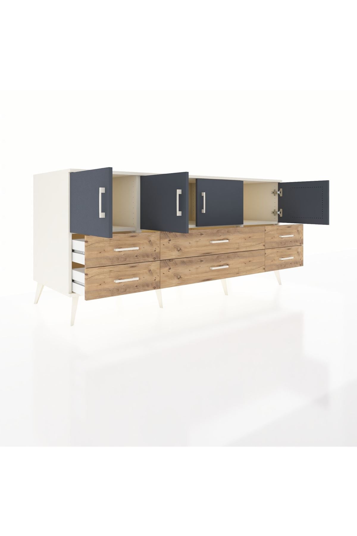 Kronos Konsol 3 Raflı 6 Çekmeceli 4 Kapaklı 176x59x83 - S610M004V09C