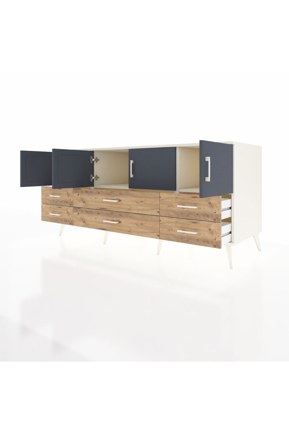 Kronos Konsol 3 Raflı 6 Çekmeceli 4 Kapaklı 176x59x83 - S610M004V09C