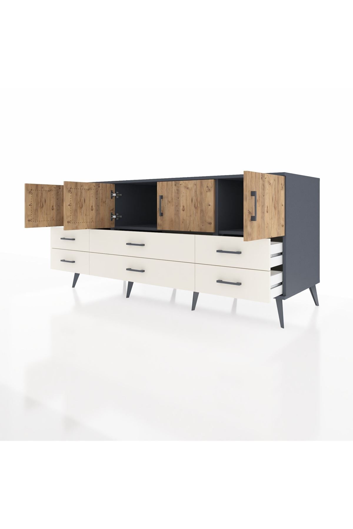 Kronos Konsol 3 Raflı 6 Çekmeceli 4 Kapaklı 176x59x83 - S610M004V10C