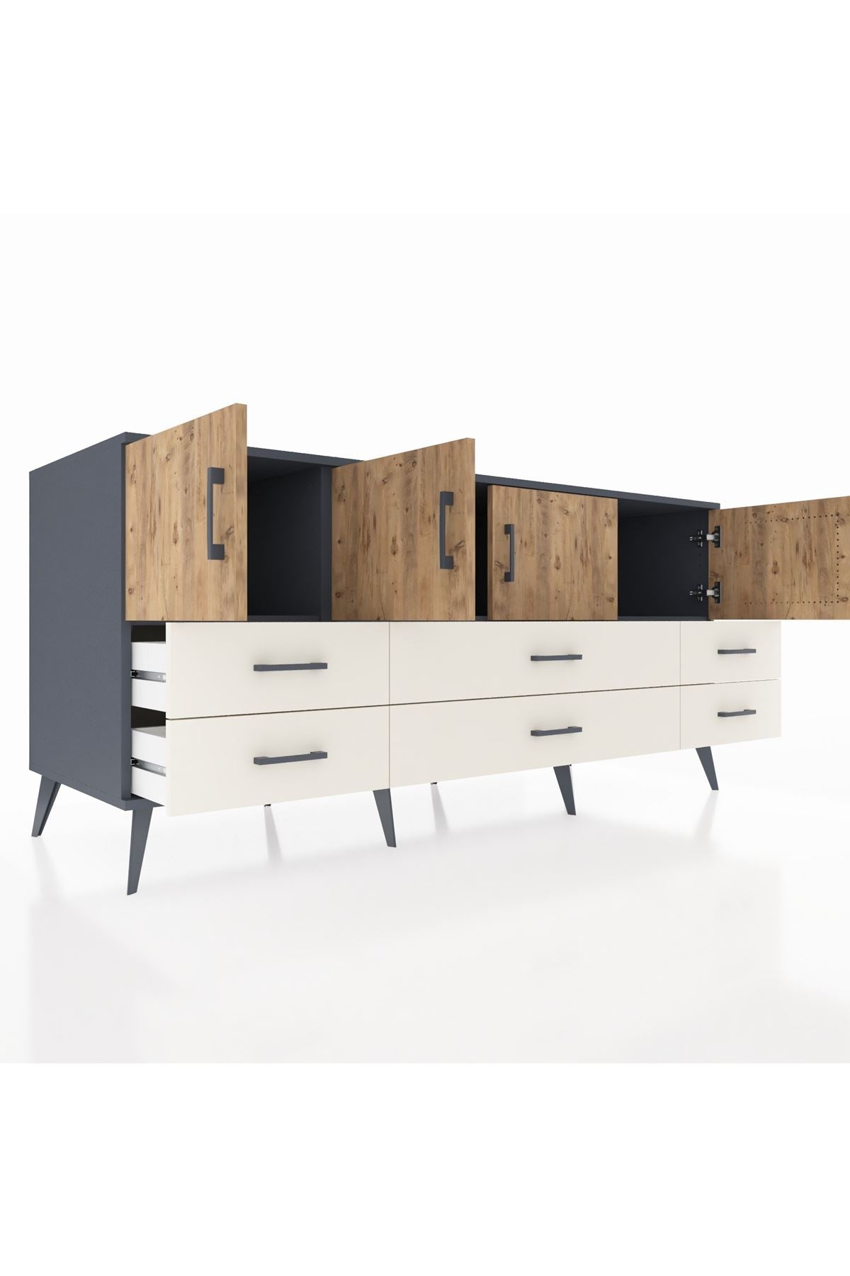 Kronos Konsol 3 Raflı 6 Çekmeceli 4 Kapaklı 176x59x83 - S610M004V10C