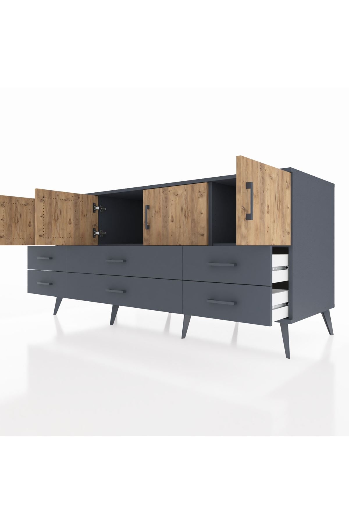 Kronos Konsol 3 Raflı 6 Çekmeceli 4 Kapaklı 176x59x83 - S610M004V11C
