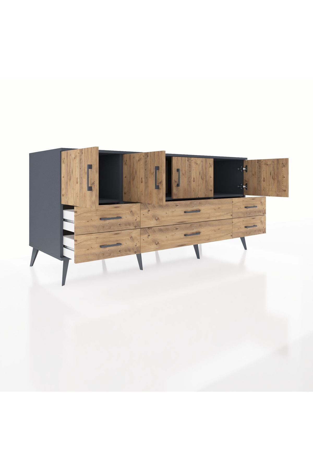 Kronos Konsol 3 Raflı 6 Çekmeceli 4 Kapaklı 176x59x83 - S610M004V12C