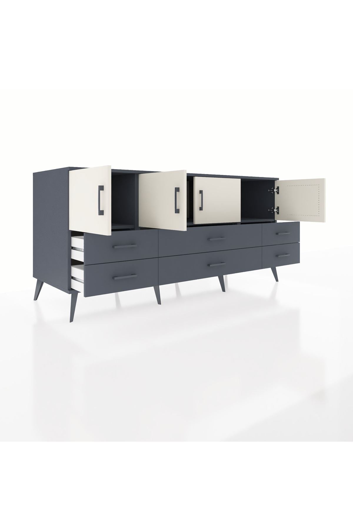 Kronos Konsol 3 Raflı 6 Çekmeceli 4 Kapaklı 176x59x83 - S610M004V14C