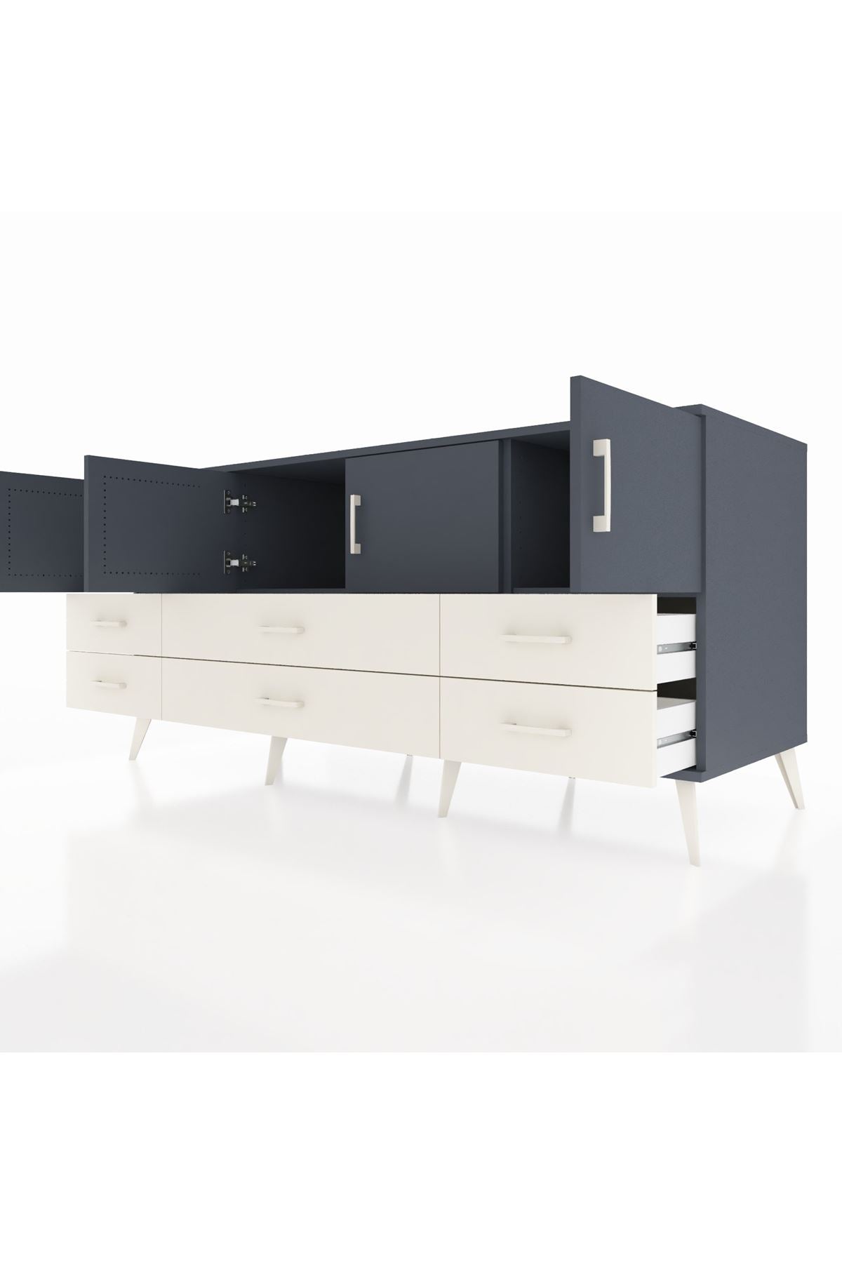 Kronos Konsol 3 Raflı 6 Çekmeceli 4 Kapaklı 176x59x83 - S610M004V16C