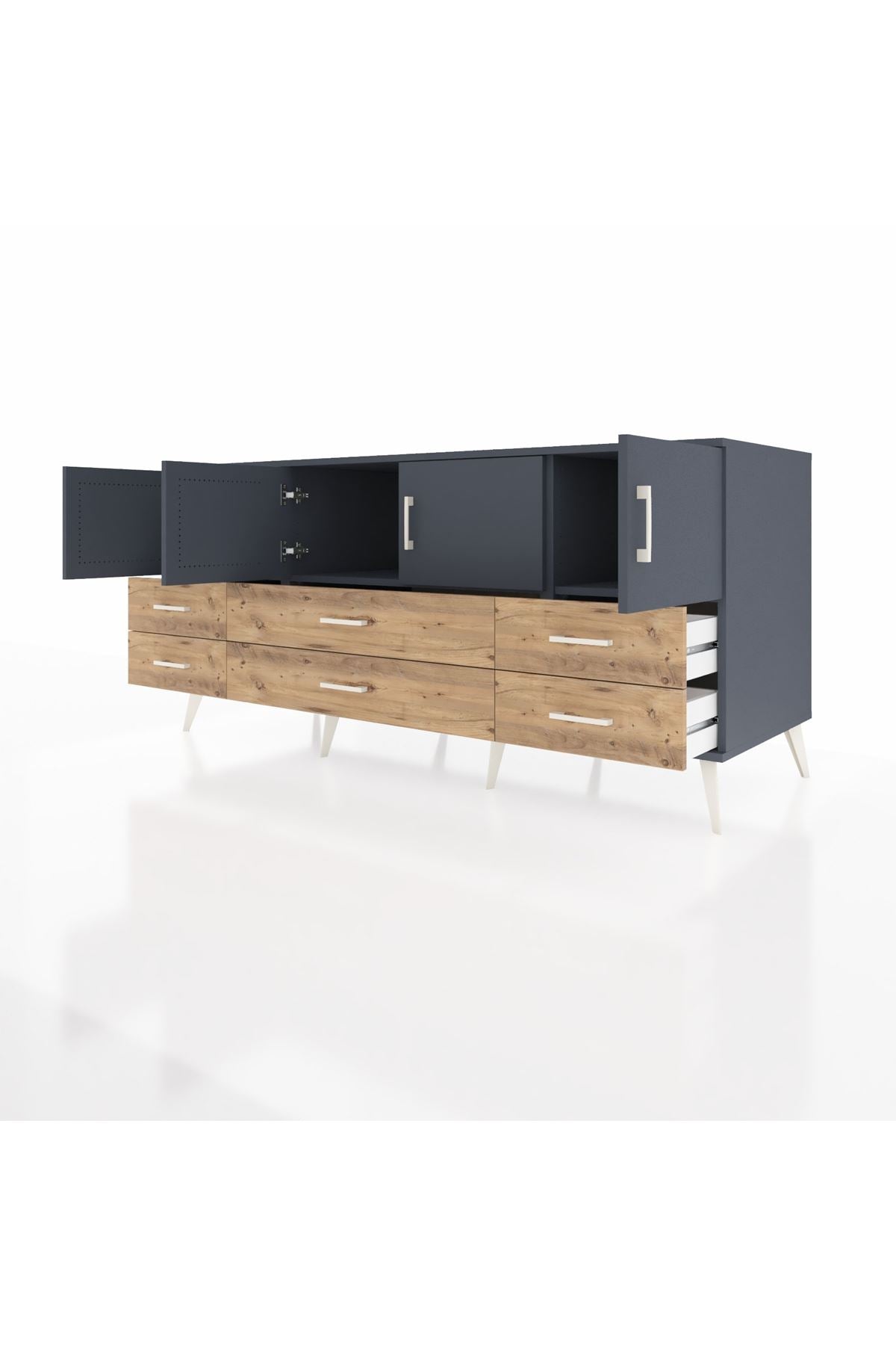Kronos Konsol 3 Raflı 6 Çekmeceli 4 Kapaklı 176x59x83 - S610M004V18C