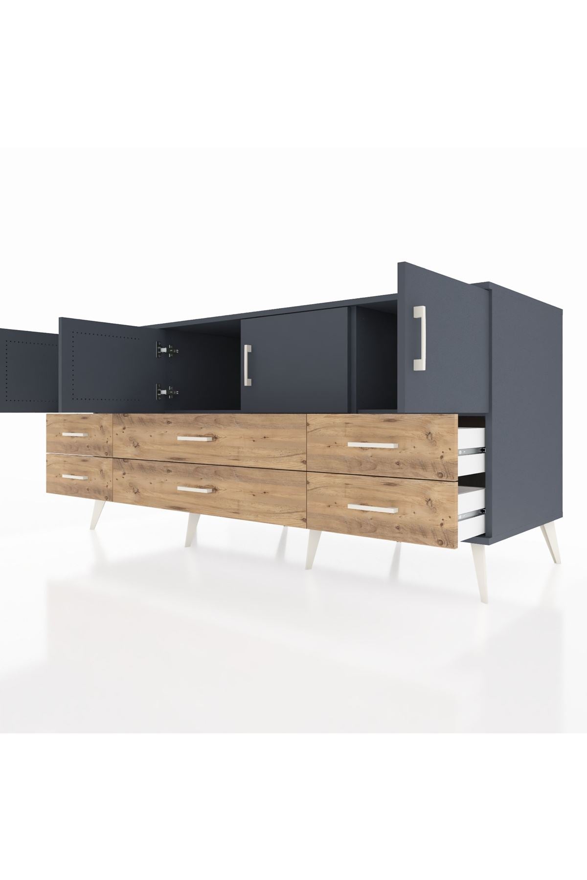 Kronos Konsol 3 Raflı 6 Çekmeceli 4 Kapaklı 176x59x83 - S610M004V18C