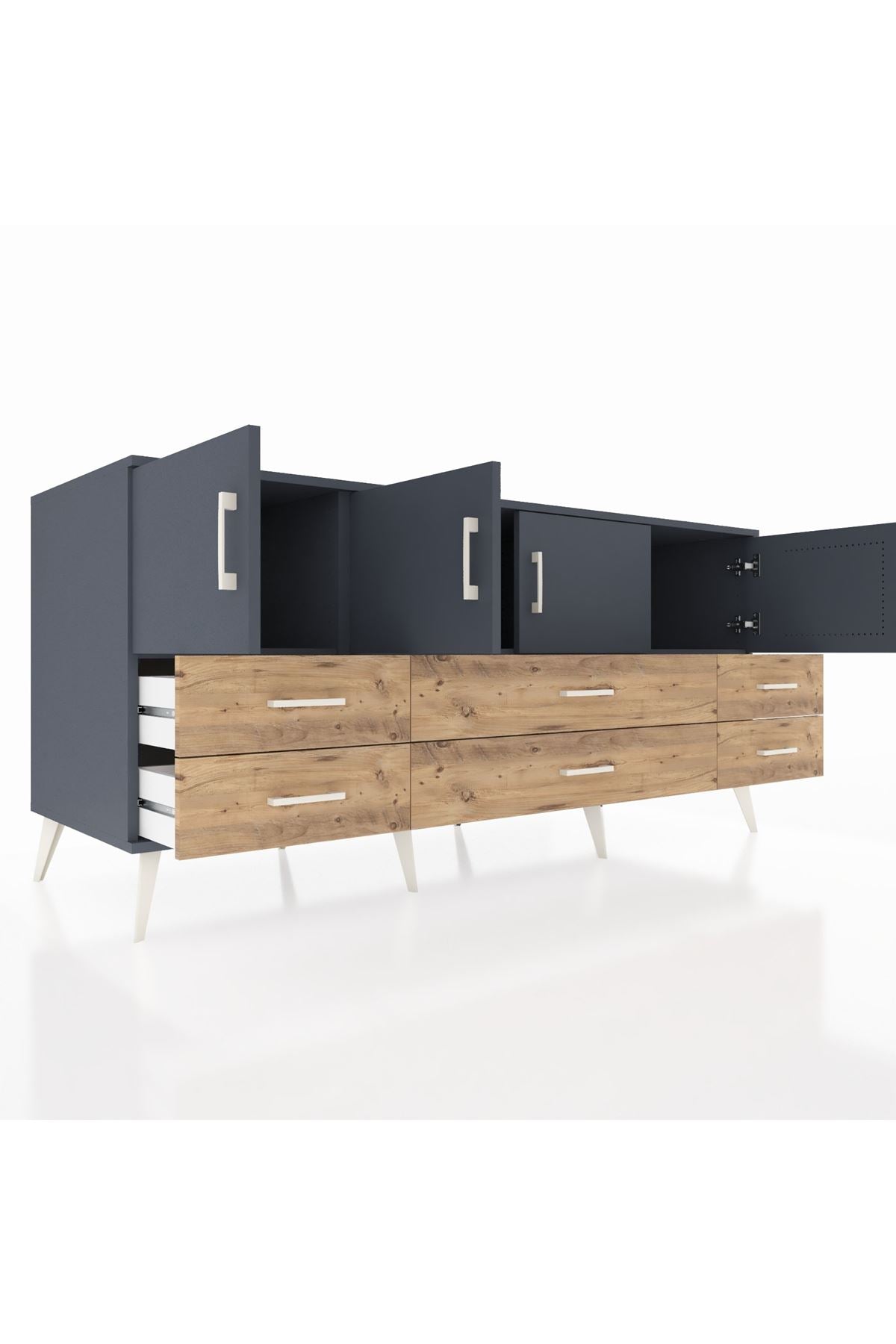 Kronos Konsol 3 Raflı 6 Çekmeceli 4 Kapaklı 176x59x83 - S610M004V18C