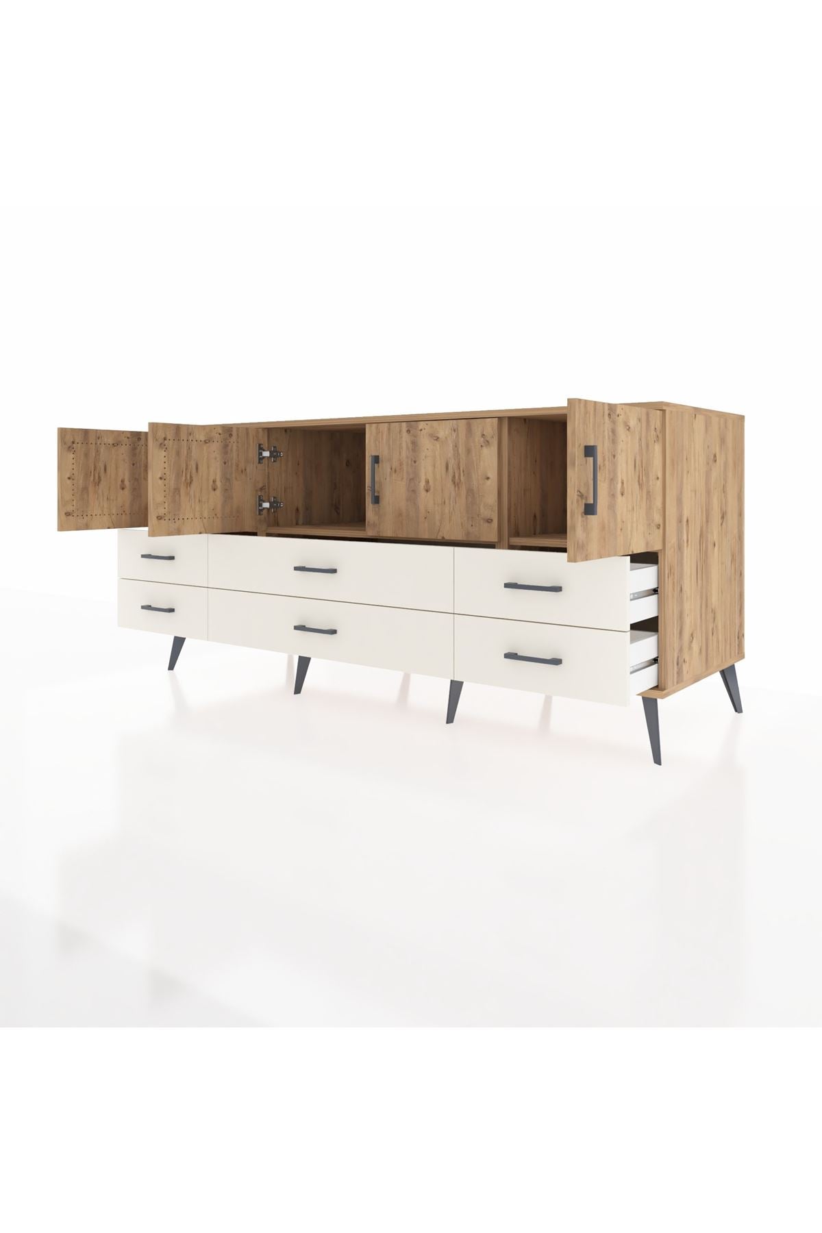 Kronos Konsol 3 Raflı 6 Çekmeceli 4 Kapaklı 176x59x83 - S610M004V19C