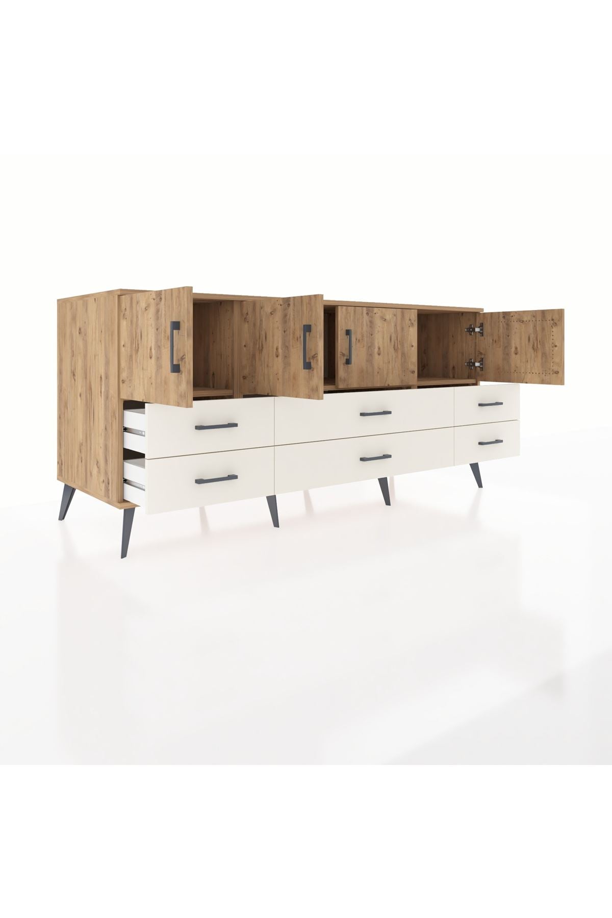Kronos Konsol 3 Raflı 6 Çekmeceli 4 Kapaklı 176x59x83 - S610M004V19C