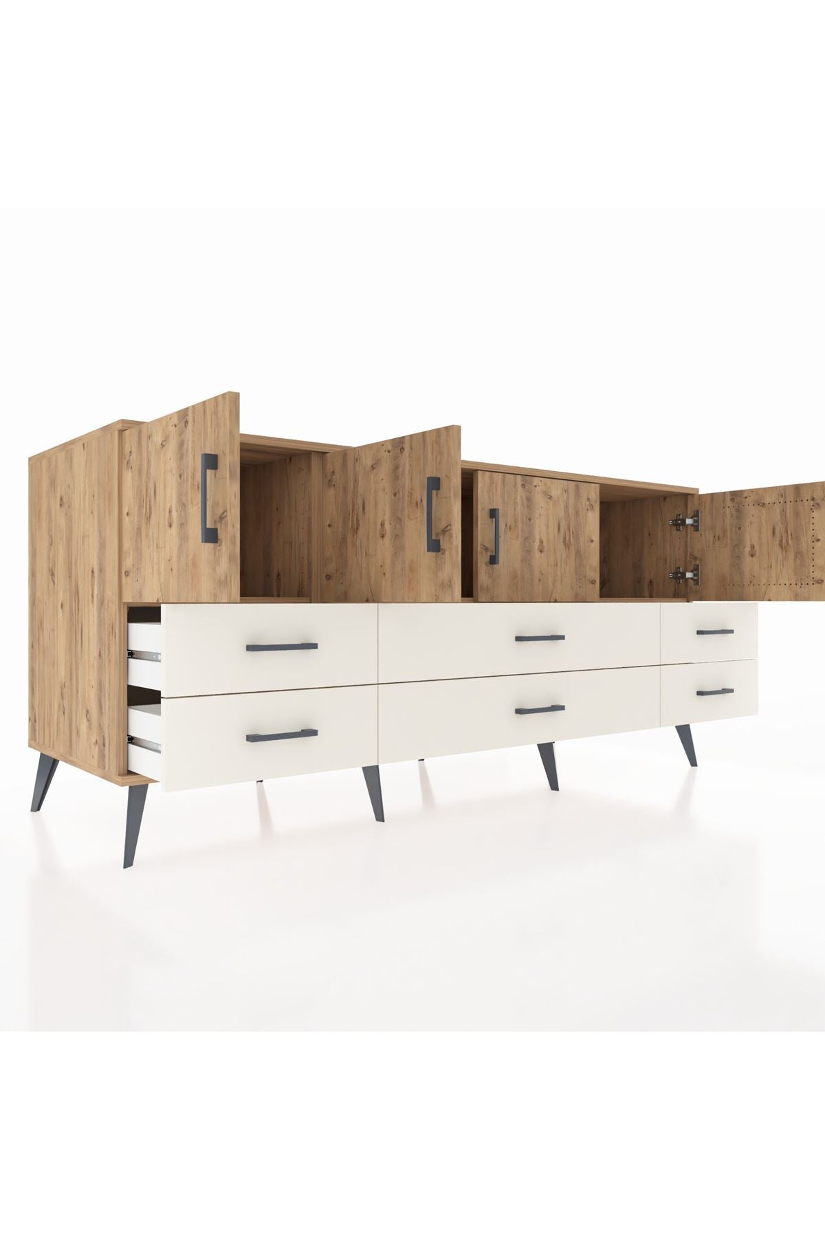 Kronos Konsol 3 Raflı 6 Çekmeceli 4 Kapaklı 176x59x83 - S610M004V19C