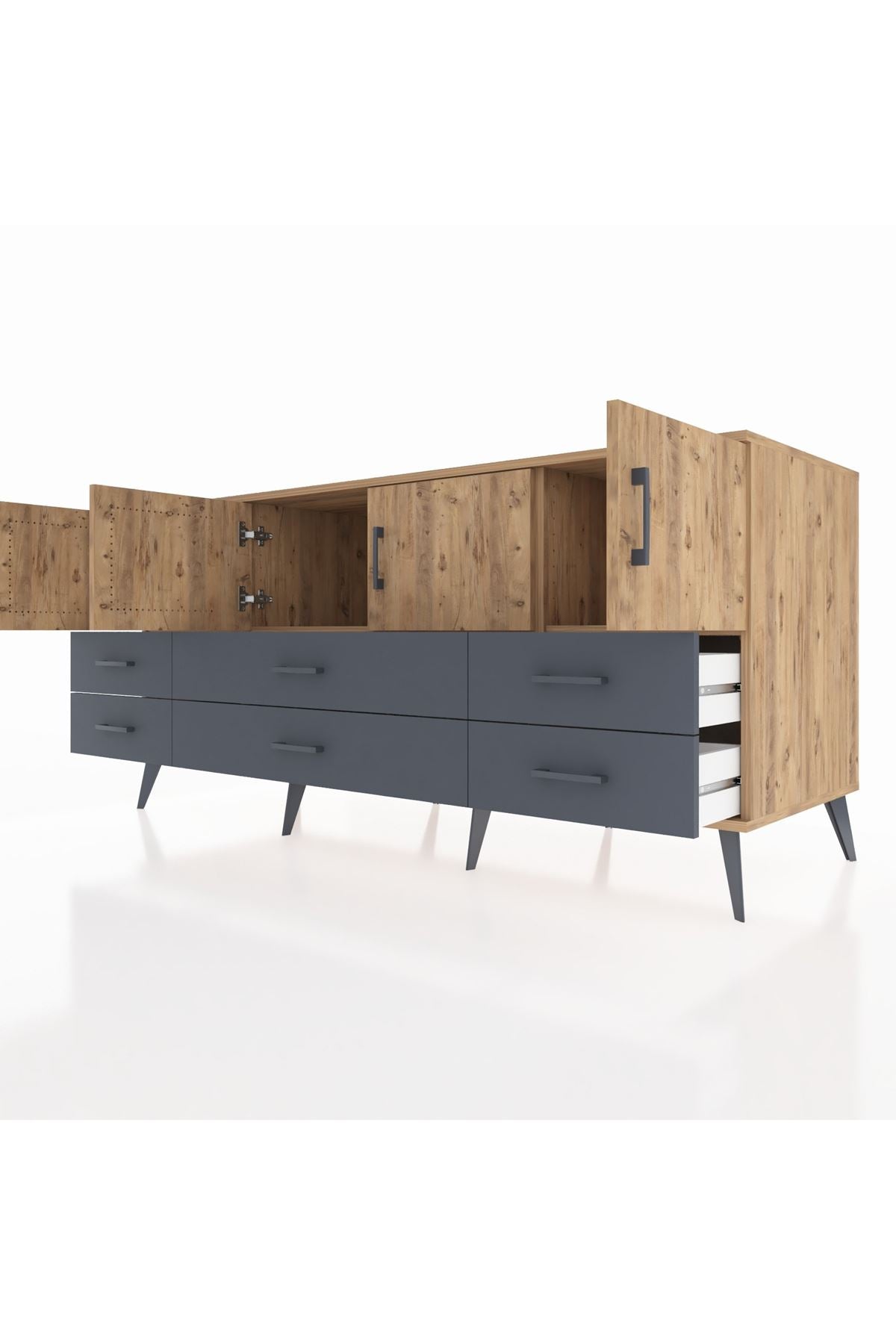 Kronos Konsol 3 Raflı 6 Çekmeceli 4 Kapaklı 176x59x83 - S610M004V20C