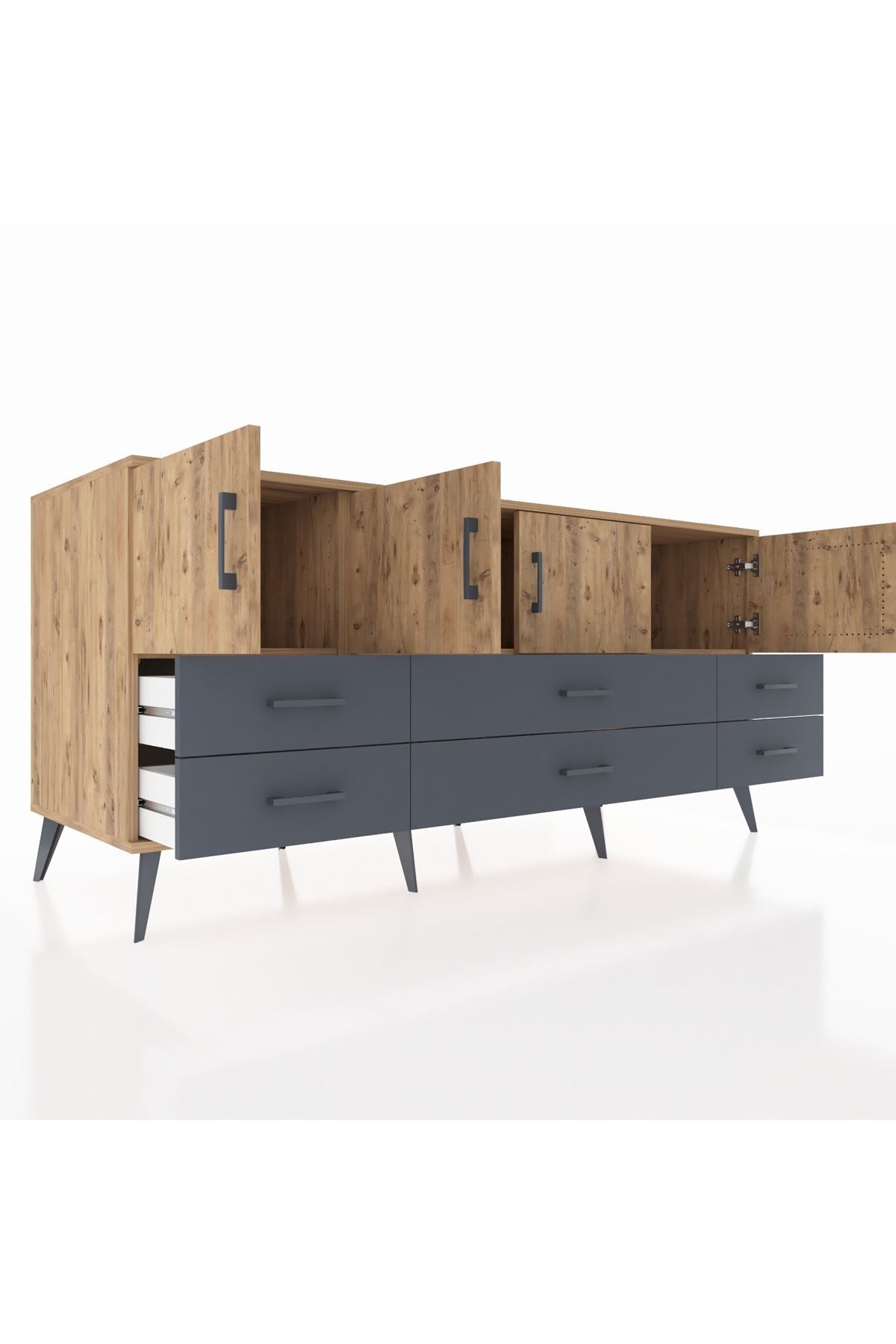 Kronos Konsol 3 Raflı 6 Çekmeceli 4 Kapaklı 176x59x83 - S610M004V20C
