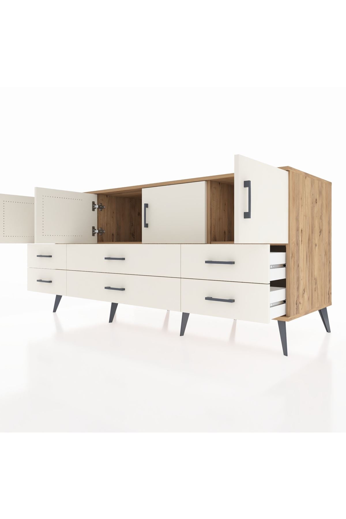 Kronos Konsol 3 Raflı 6 Çekmeceli 4 Kapaklı 176x59x83 - S610M004V22C