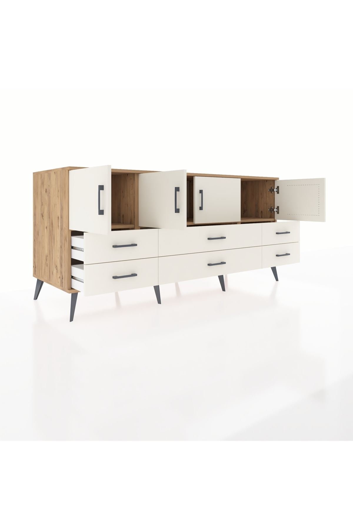 Kronos Konsol 3 Raflı 6 Çekmeceli 4 Kapaklı 176x59x83 - S610M004V22C