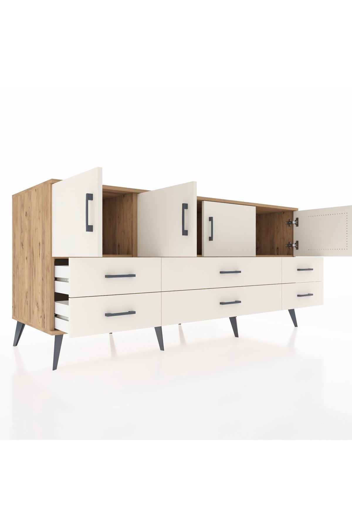 Kronos Konsol 3 Raflı 6 Çekmeceli 4 Kapaklı 176x59x83 - S610M004V22C