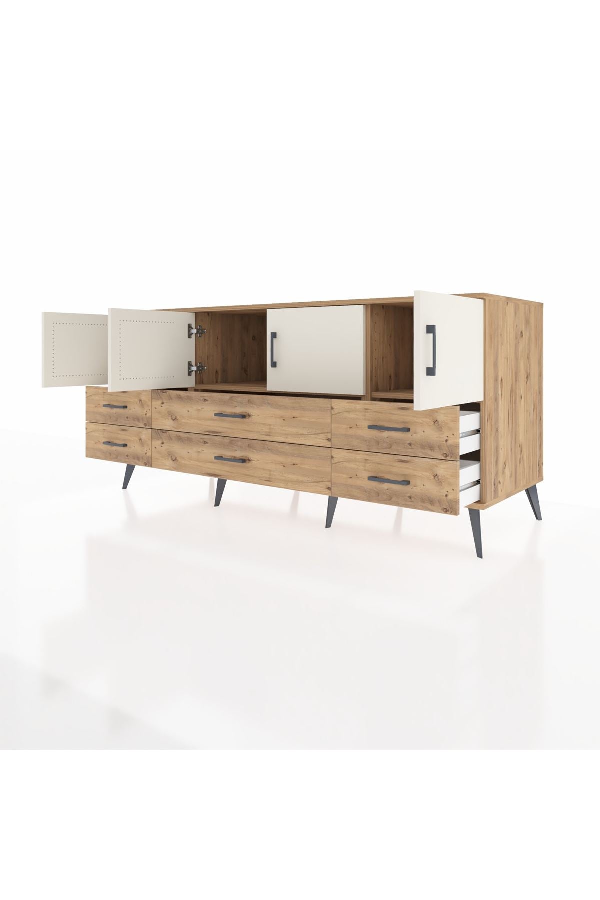 Kronos Konsol 3 Raflı 6 Çekmeceli 4 Kapaklı 176x59x83 - S610M004V24C